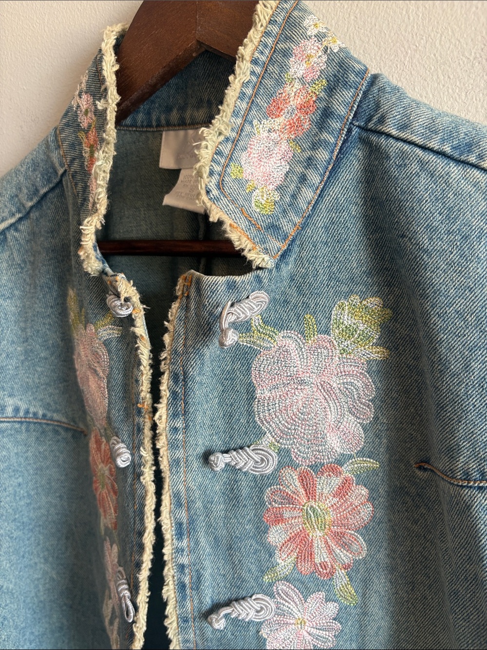Denim Embroidered Floral Jacket - Light Blue - Picture 3 of 8